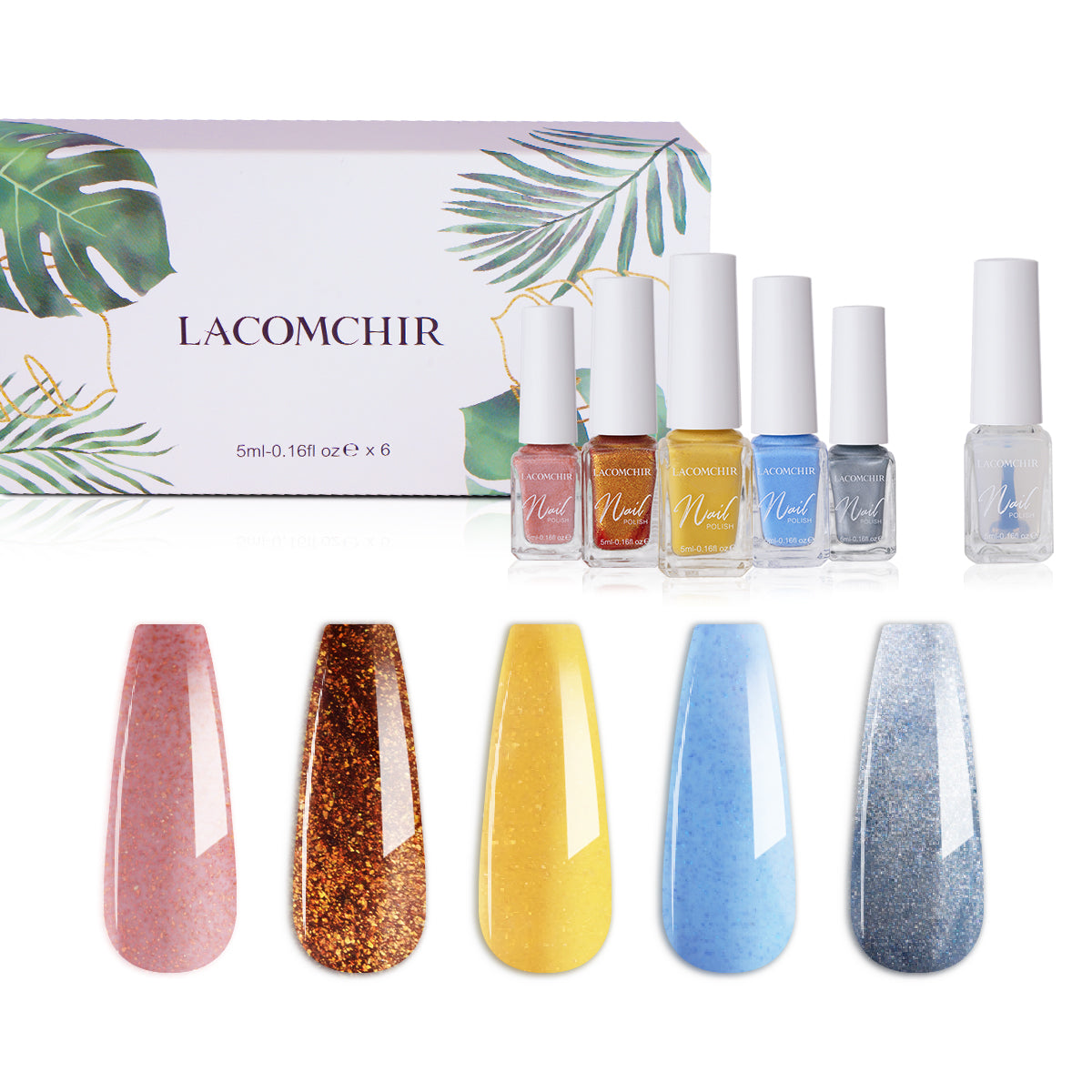 Water Based Nail Polish Set 5ml*6pcs